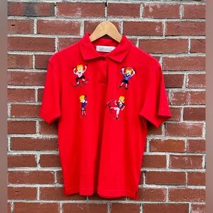 Vintage Karen Scott Shirt. Bright red with embroidery. Size M.